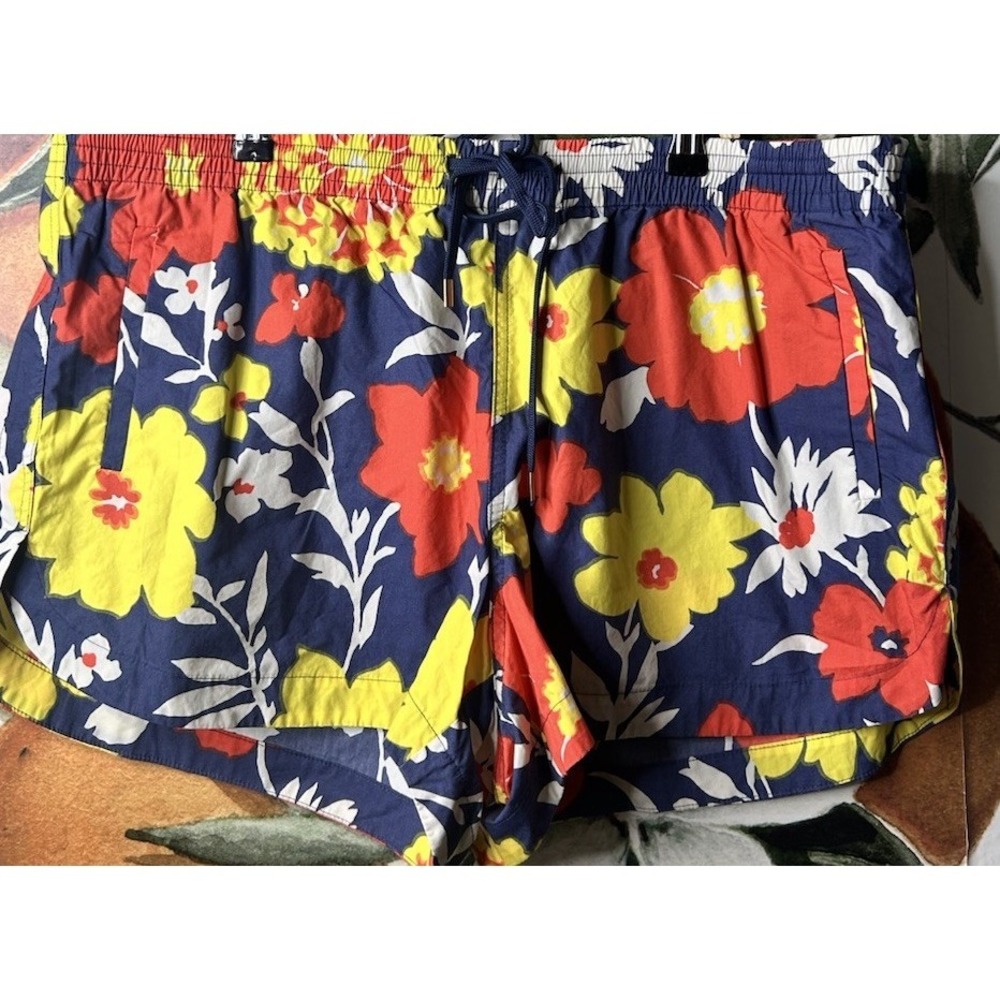 J.CREW Stretch Swim Trunk in Floral Print XL Shorts Drawstring Elastic Waist